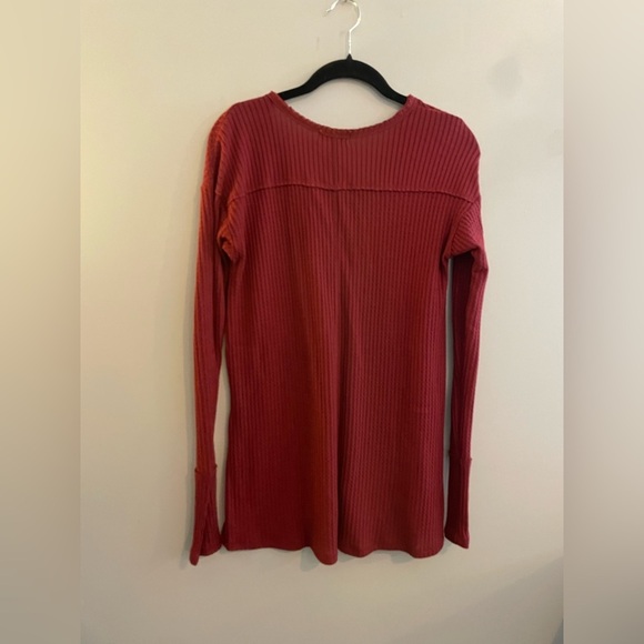 Princess Vera Wang Dark Red Long Sleeve Waffle Loose Shirt - Picture 5 of 5